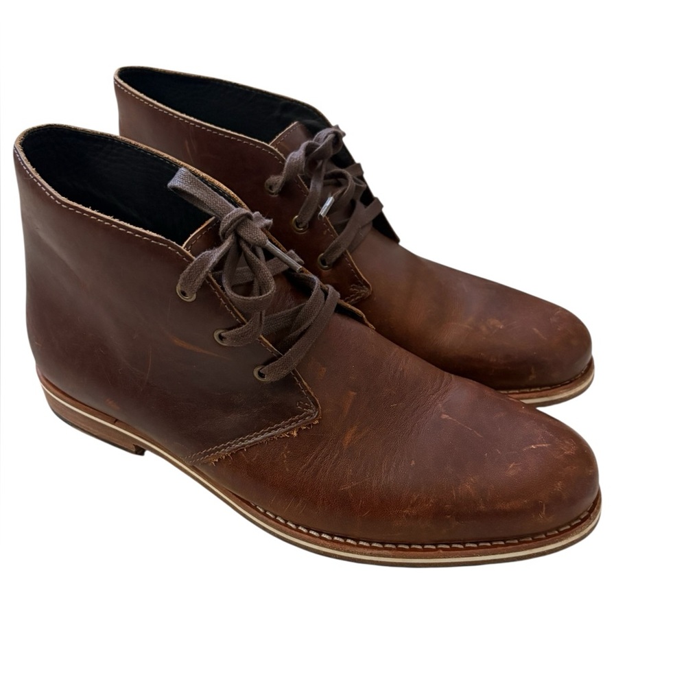 Helm Declan Premium Leather Chukka Boots Rich Brown Size 11.5